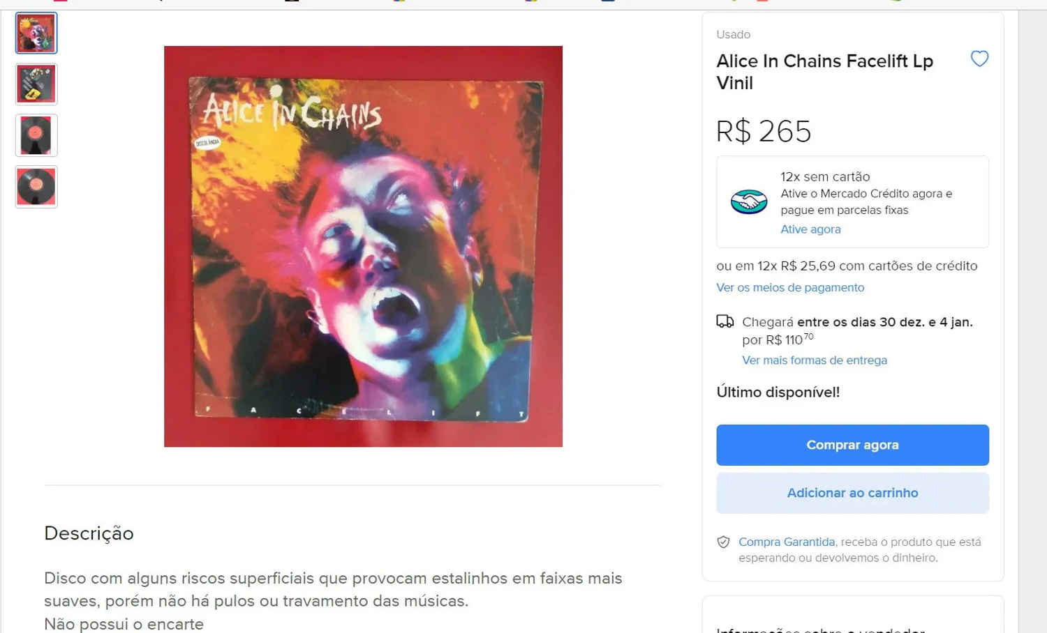 Alice In Chains Facelift Original 1990 Vinyl Record with Booklet