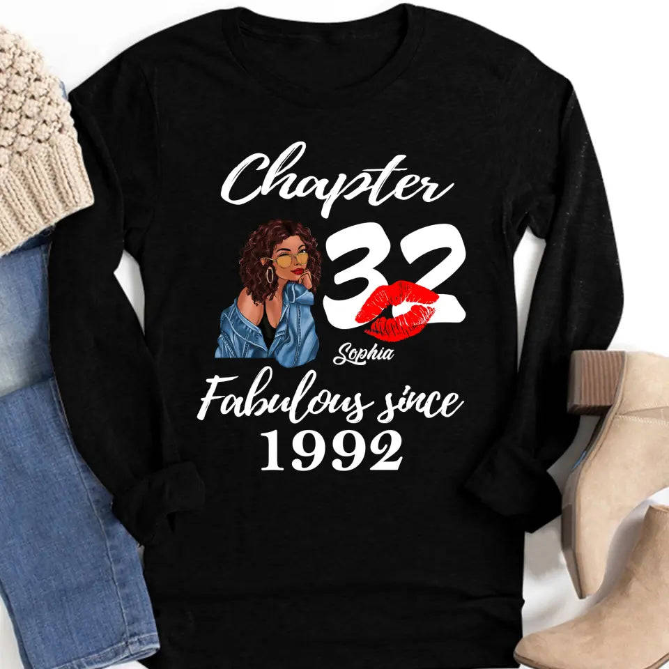 32nd Birthday Shirt for Her - Personalized 1992 T-Shirt - 32 And Fabulous Gift
