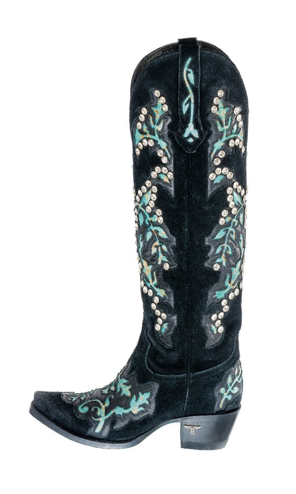 Cowgirl Kim Zuzus Spirit Boots by Lane - Exclusive Black Suede with Fantasy Crystals