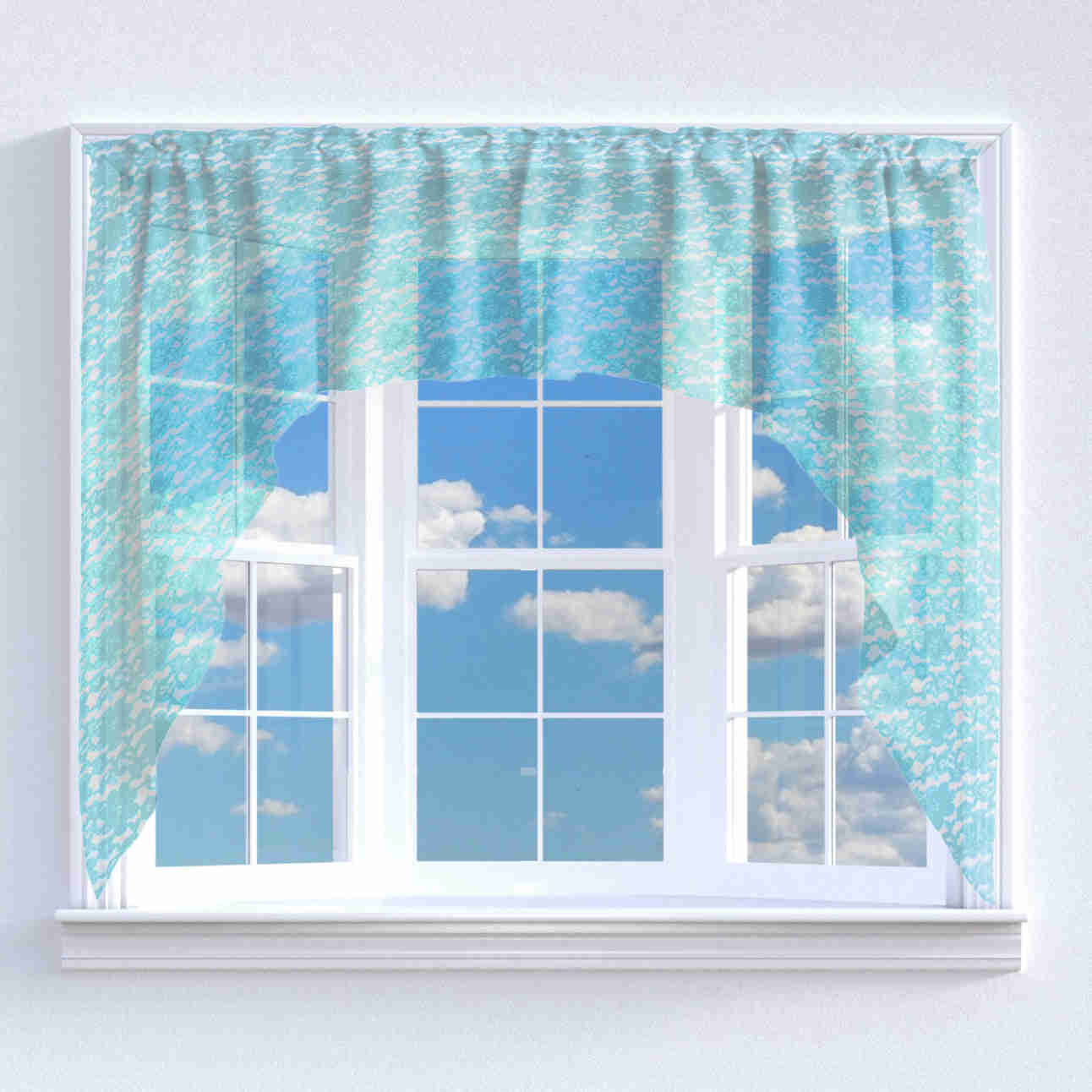 Floral Lace Swag Window Valance - 72" Wide / 36" Tall
