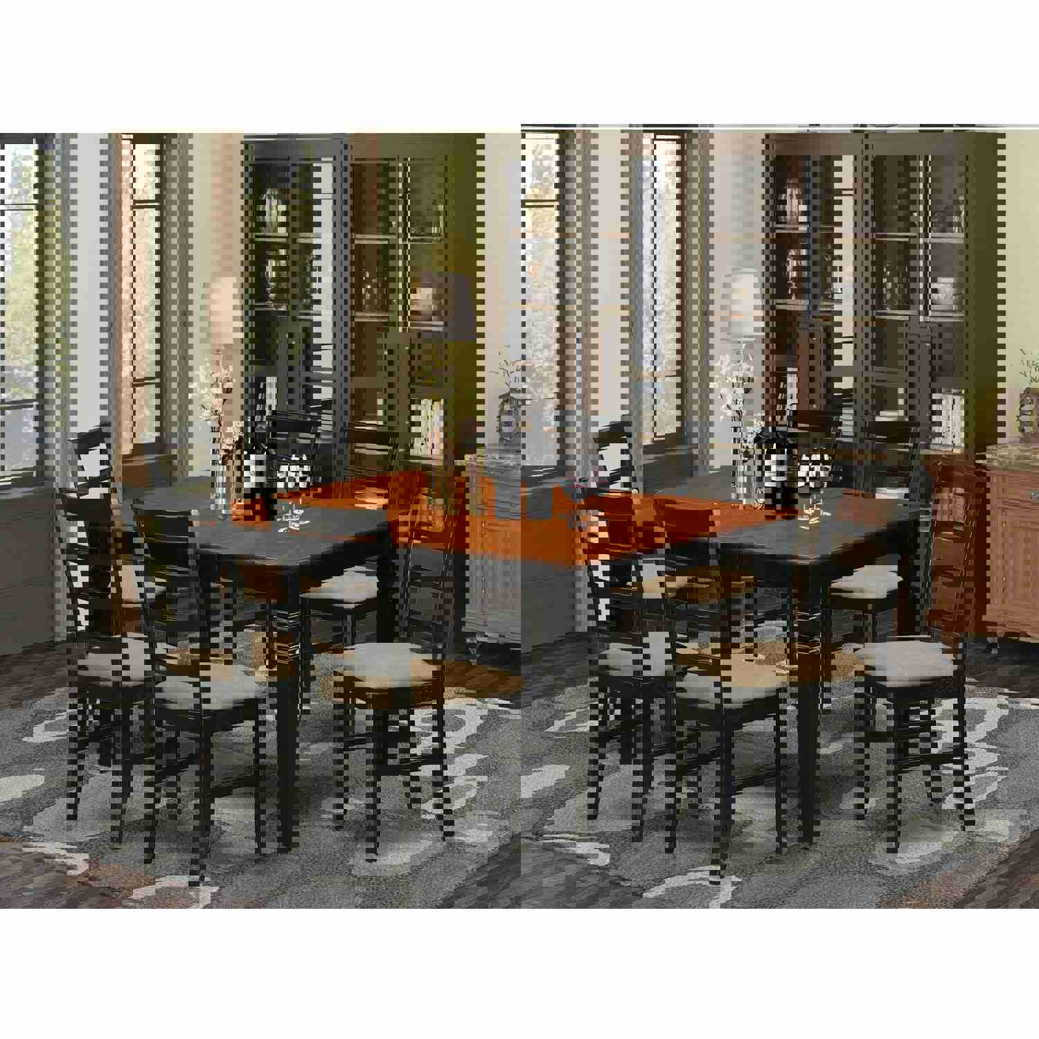 East West Furniture WEPF7-BCH-C 7 Piece Dining Set with Rectangle Table and 6 Upholstered Chairs