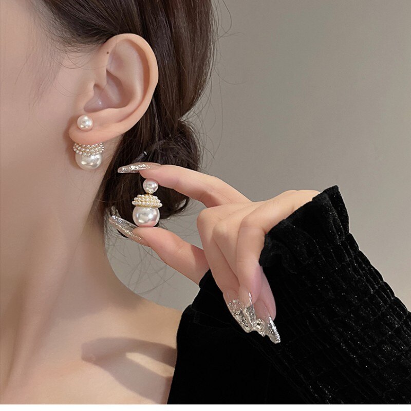 Korean Designed Simple Pearl Stud Earrings for Women - Elegant Daily Work Accessories