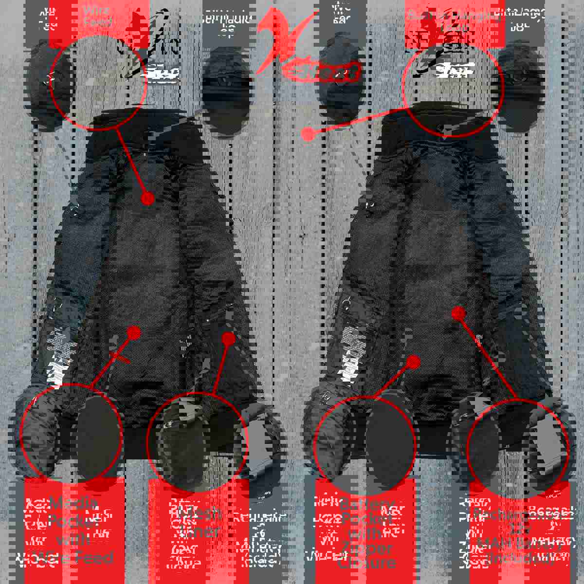 Nexgen Heat MPM1713SET12v Men's Black Heated Front Zipper Hoodie Jacket with Rechargeable Battery Pack