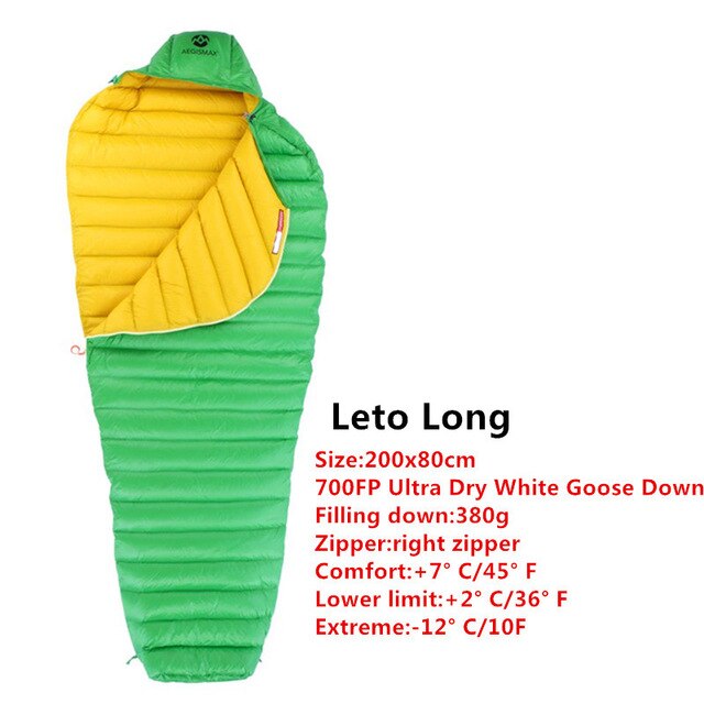 AEGISMAX Outdoor Camp Ultra Dry White Goose Down Sleeping Bag 700FP Mummy Type