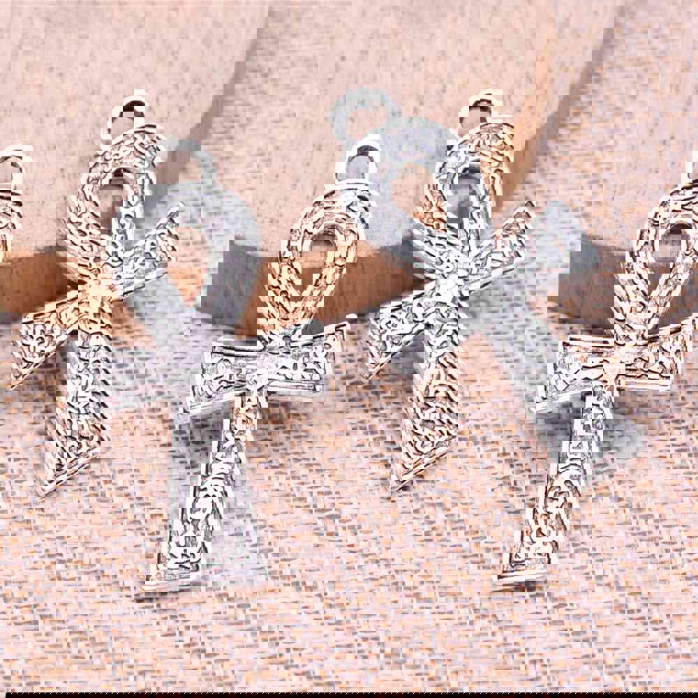 4pcs 38x21mm Double Sided Ankh Cross Charm Pendants for Jewelry Making