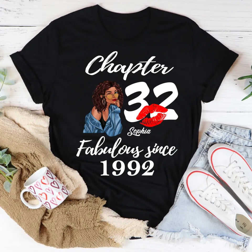 32nd Birthday Shirt for Her - Personalized 1992 T-Shirt - 32 And Fabulous Gift