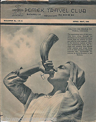 Mexico City Pemex Travel Club Vintage 1940s Illustrated Travel Magazine