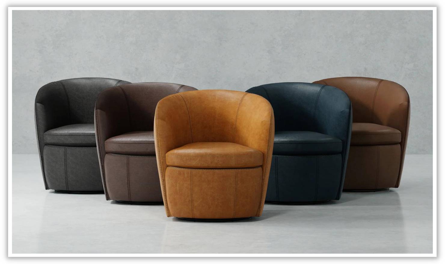 Barolo Leather Swivel Club Chair by Jennifer Furniture