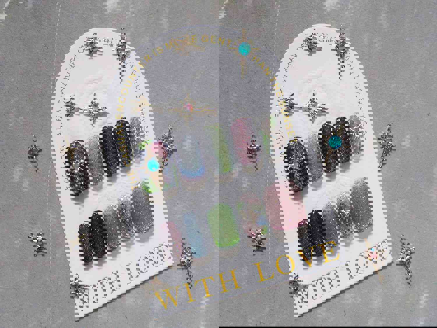 2pcs Aurora Quadrangular Star Nail Studs Metallic Decal