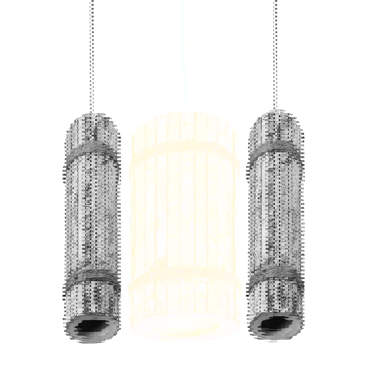 Woody 1-Lt Tall Pendant - White Aspen Bark