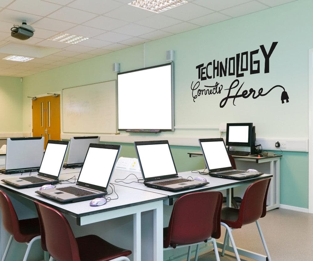Technology Connects Here Office Quote Vinyl Wall Decal Sticker