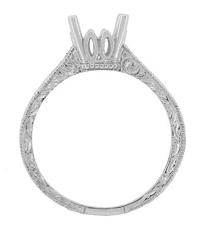 Vintage Art Deco Platinum Filigree Castle Solitaire Engagement Ring Mounting