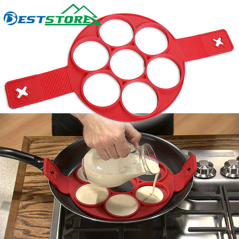 Nonstick Silicone Pancake Maker Egg Ring Mold for Easy Cooking