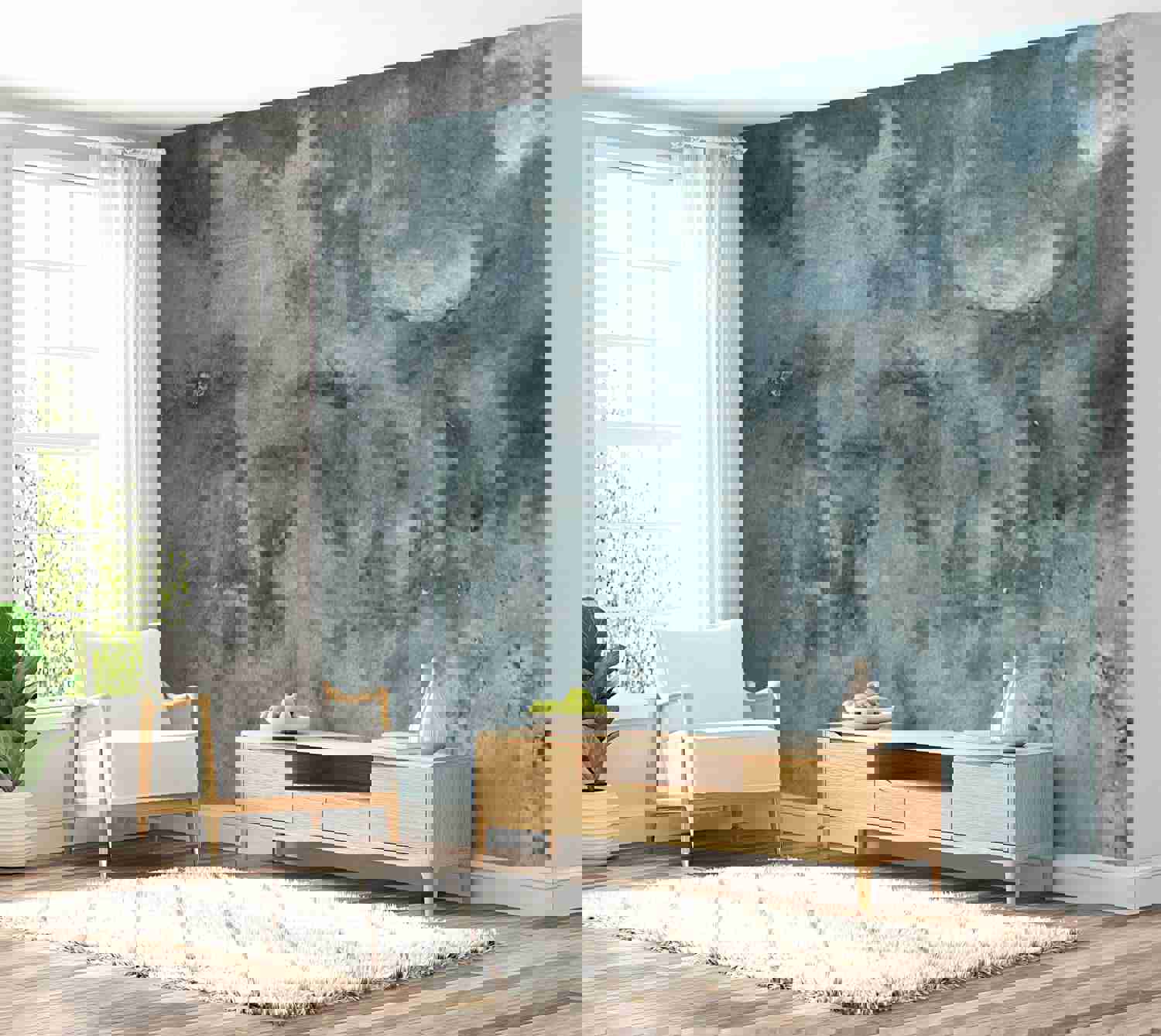 Peel & Stick XXL Wall Mural - Stormy Nights Concrete - Removable Wall Decals
