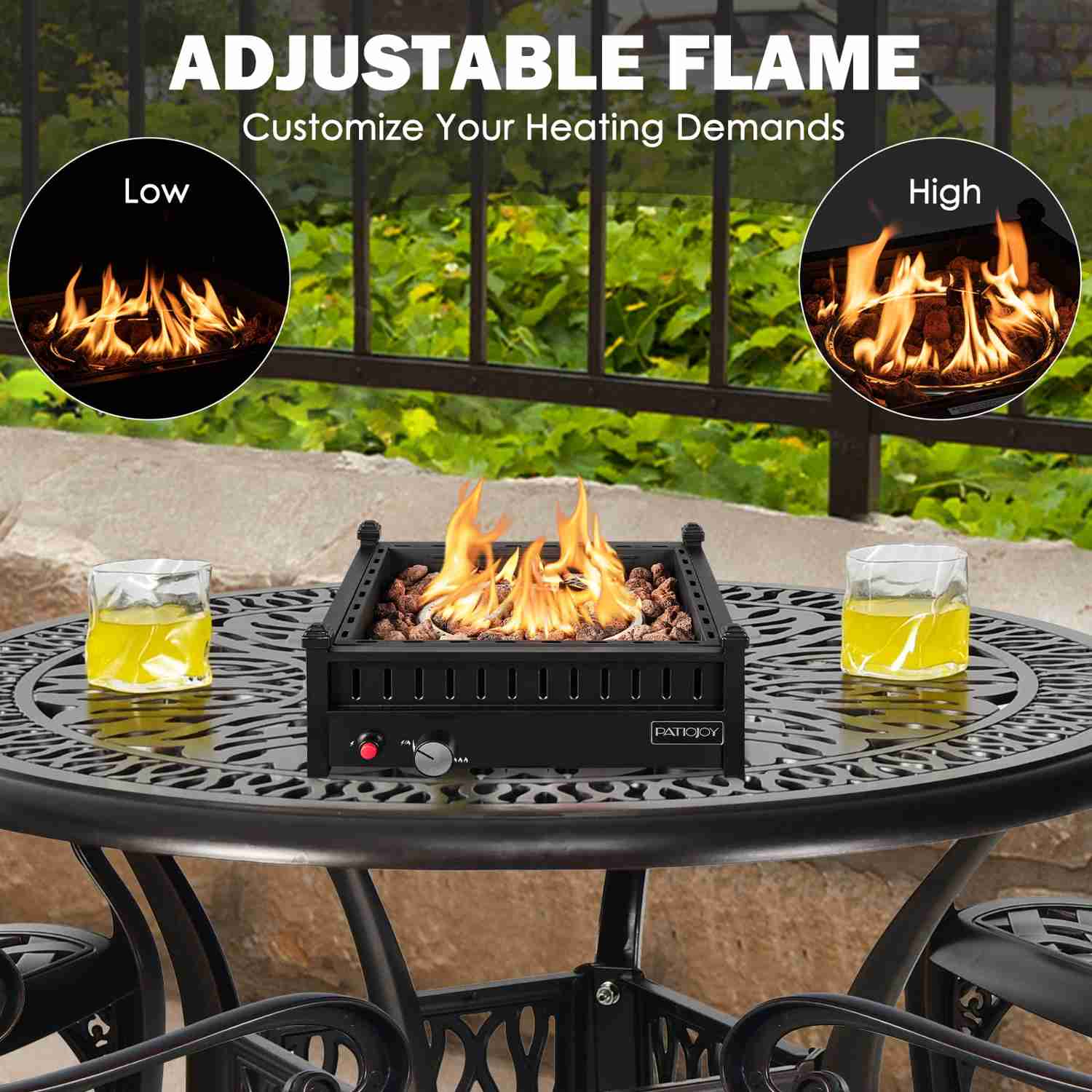 Tangkula Portable Tabletop Propane Fire Pit, 40,000 BTU Table Top Fireplace with Simple Ignition System