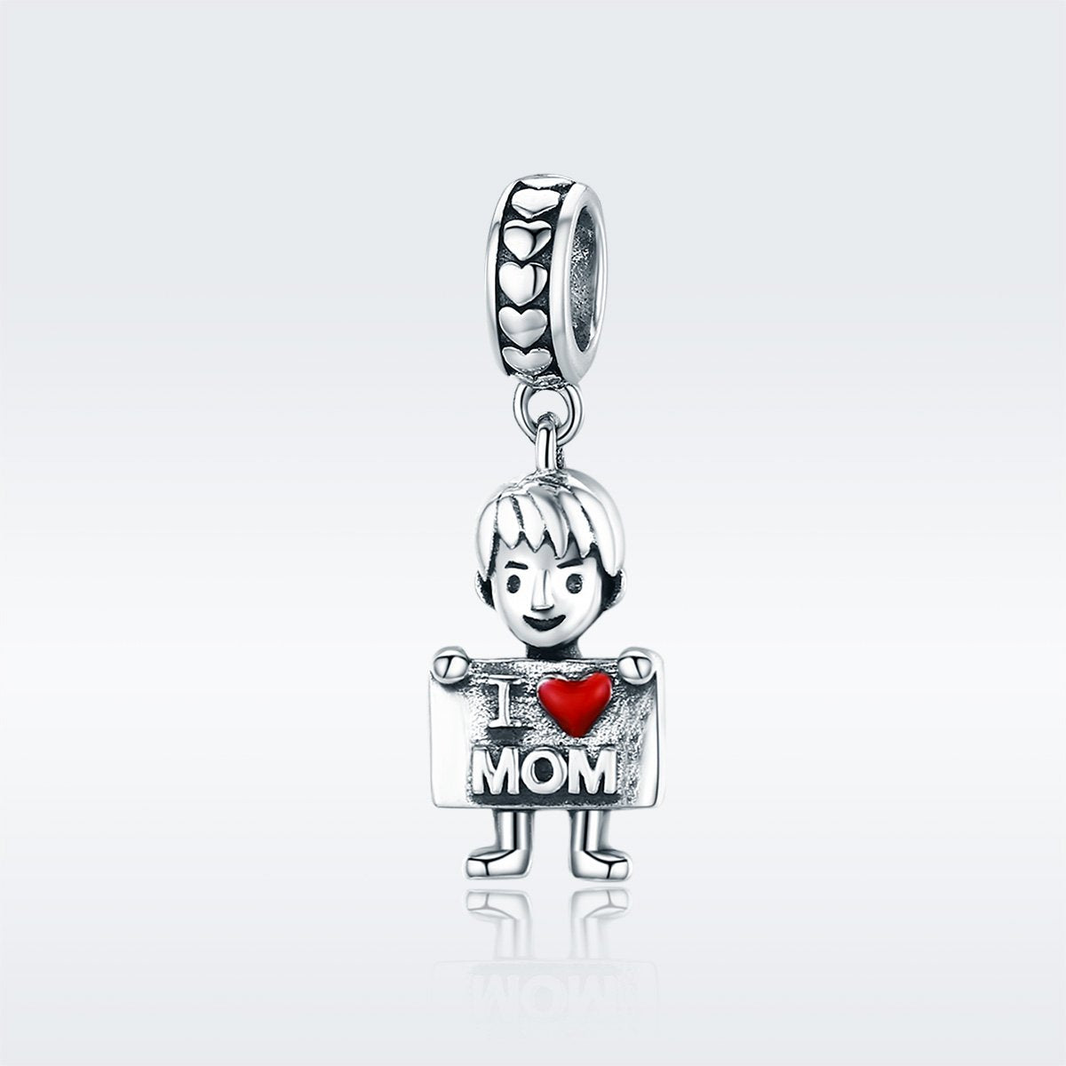Sterling 925 Silver 'I Love Mom' Pendant for Pandora & European Charm Bracelets