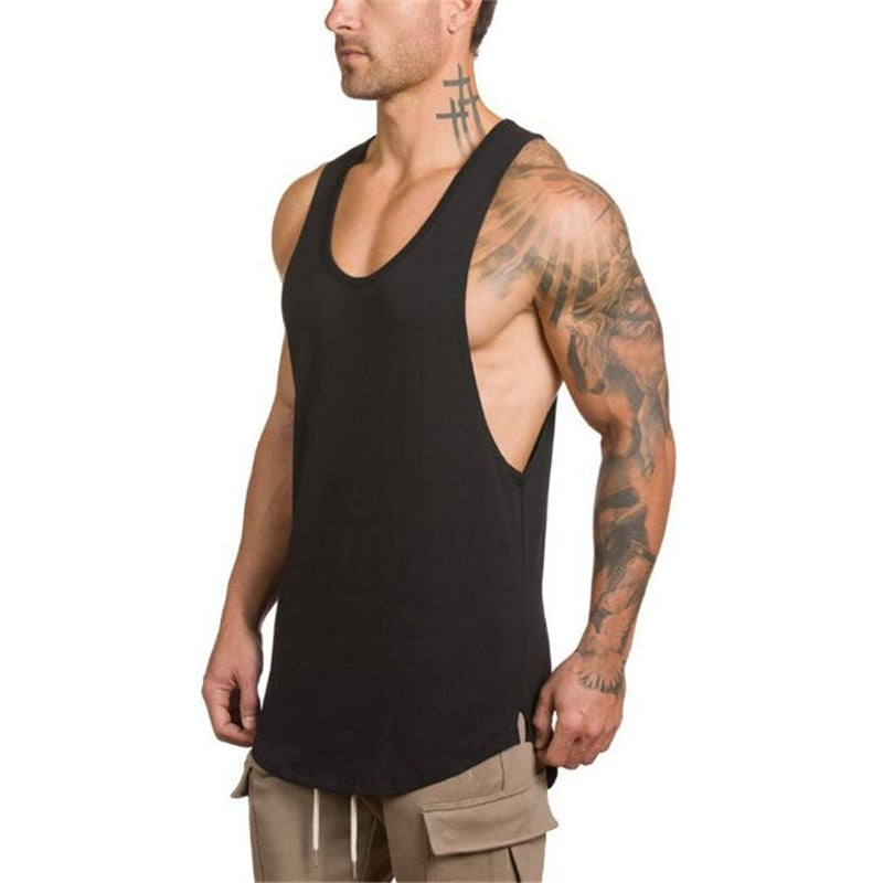 Men's Gym Cotton Singlets Bodybuilding Tank Top - Fitness Sleeveless Vest