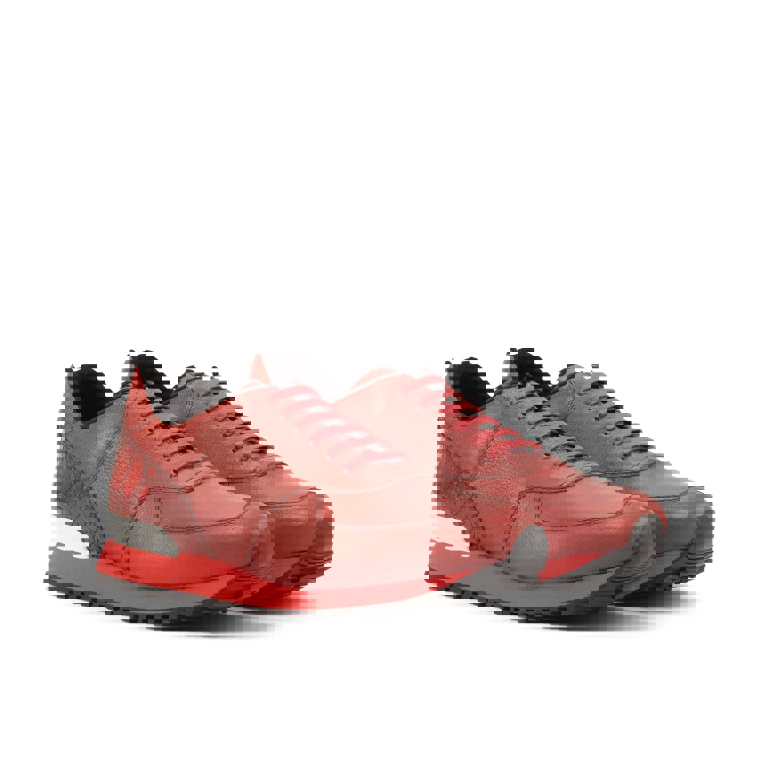 DapperFam Veloce in Red Mens Italian Full Grain Leather & Croco Embossed Leather Jogger