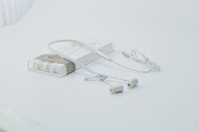 AINGSLIM Fashion Metal Zipper Light Headphones with Mic for Phone