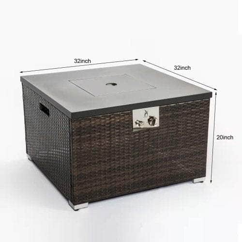 32in Outdoor Rectangle Propane Fire Pit Table with Tank Cover