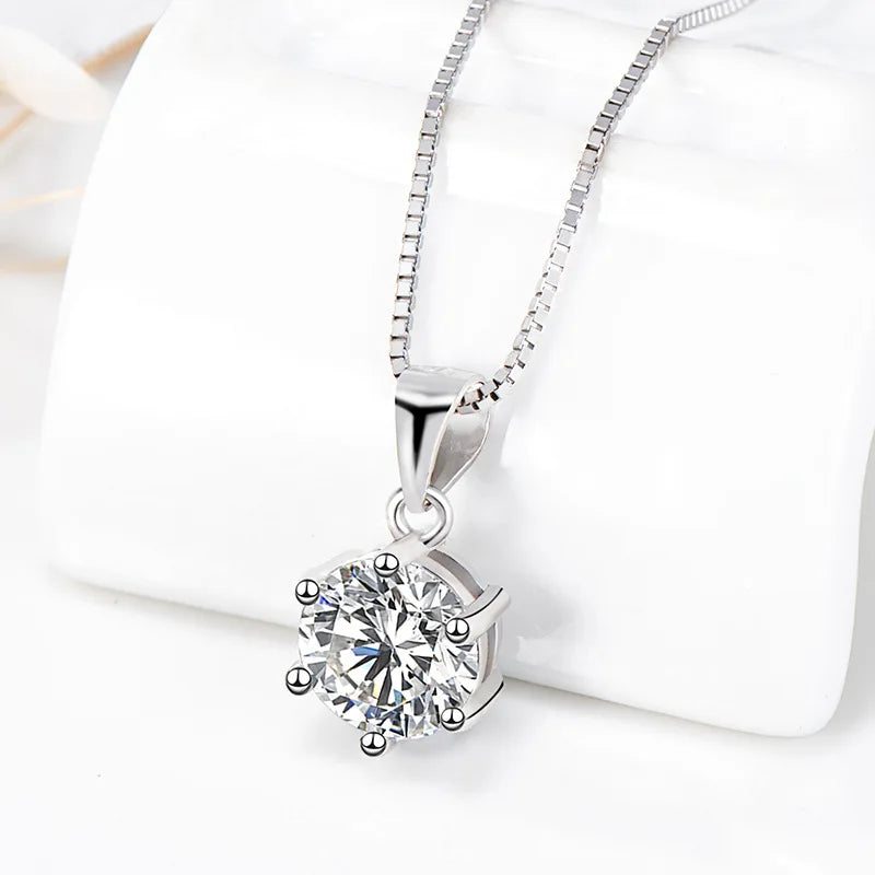 NKHOG 1ct 2ct Moissanite Pendant Necklace for Women - Sterling Silver 925, D Color VVS Lab Diamond, Fine Jewelry for Wedding & Party Gift