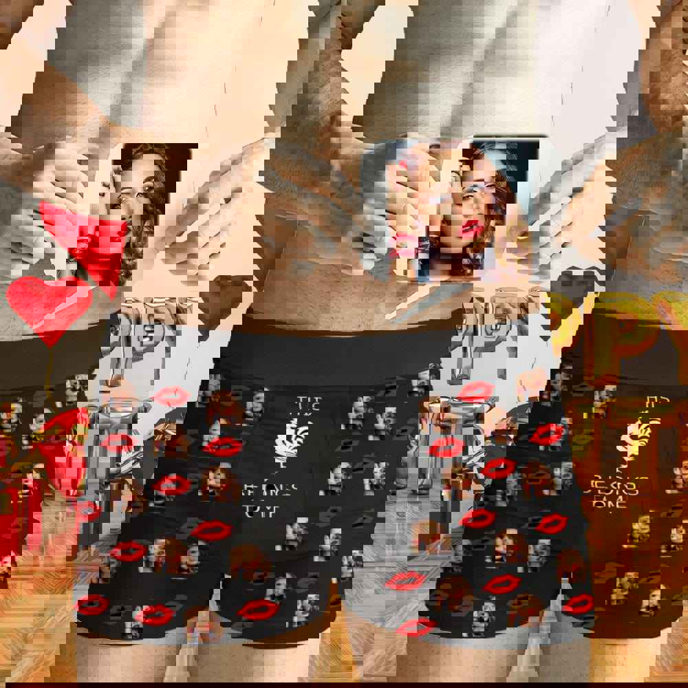 Custom Face Lip Cock Mens Boxer Briefs - Personalized Photo Underwear for Valentines Day Gift