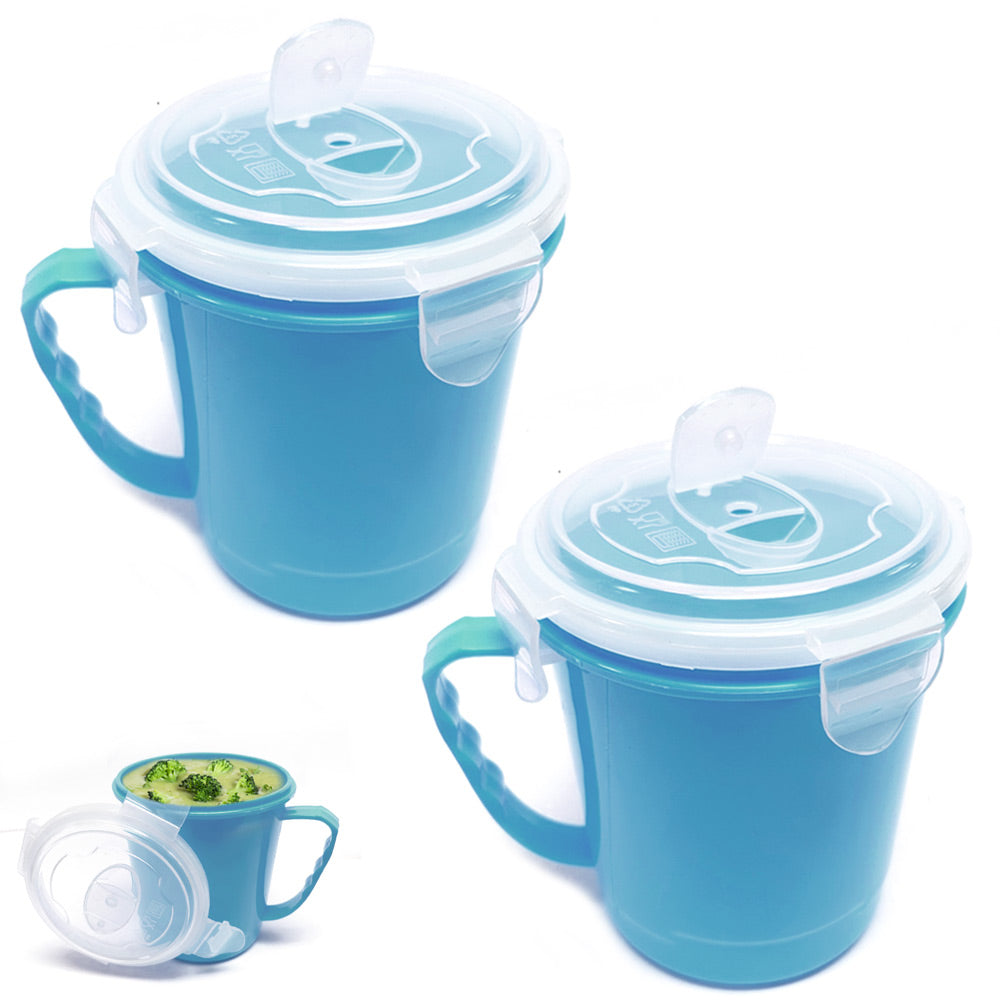 2-Pack Microwave Safe Soup Bowl with Vent Lid, 30.5oz Plastic Food Storage Container