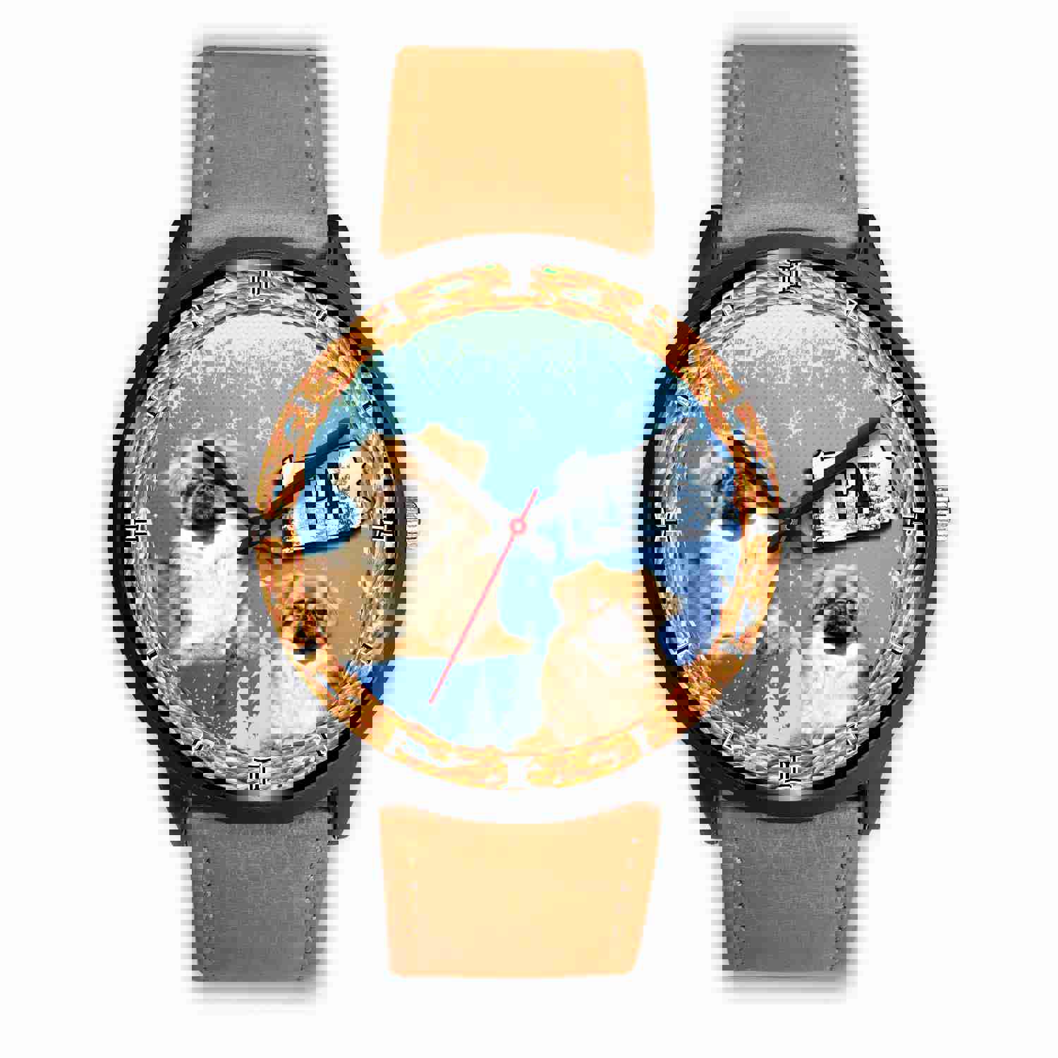 Stylish Pekingese Dog Christmas Wrist Watch for Men and Women