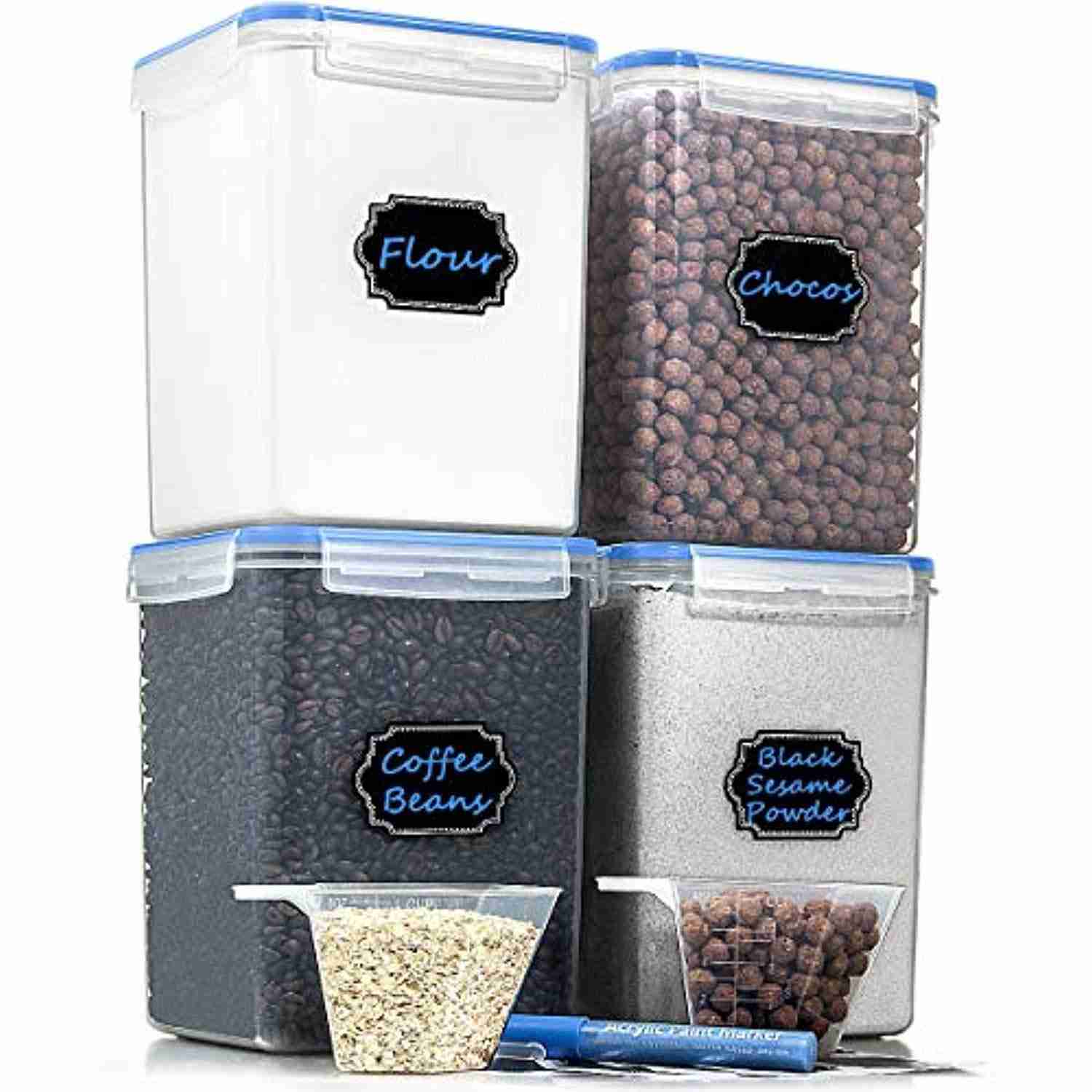 Deedro Airtight Plastic Large Food Storage Containers with Locking Lids, 4-Piece Set