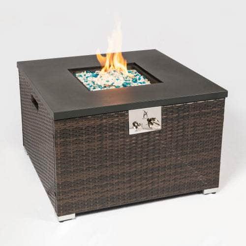 32in Outdoor Rectangle Propane Fire Pit Table with Tank Cover