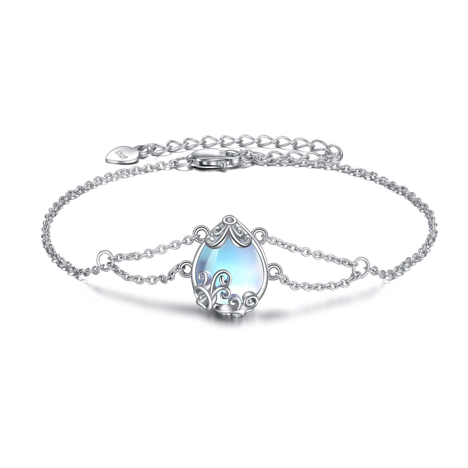 Sterling Silver Adjustable Moonstone Bracelet for Women - Minimalist Jewelry Gift