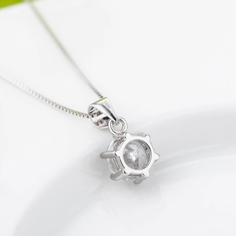 NKHOG 1ct 2ct Moissanite Pendant Necklace for Women - Sterling Silver 925, D Color VVS Lab Diamond, Fine Jewelry for Wedding & Party Gift