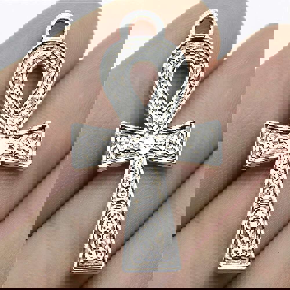 4pcs 38x21mm Double Sided Ankh Cross Charm Pendants for Jewelry Making