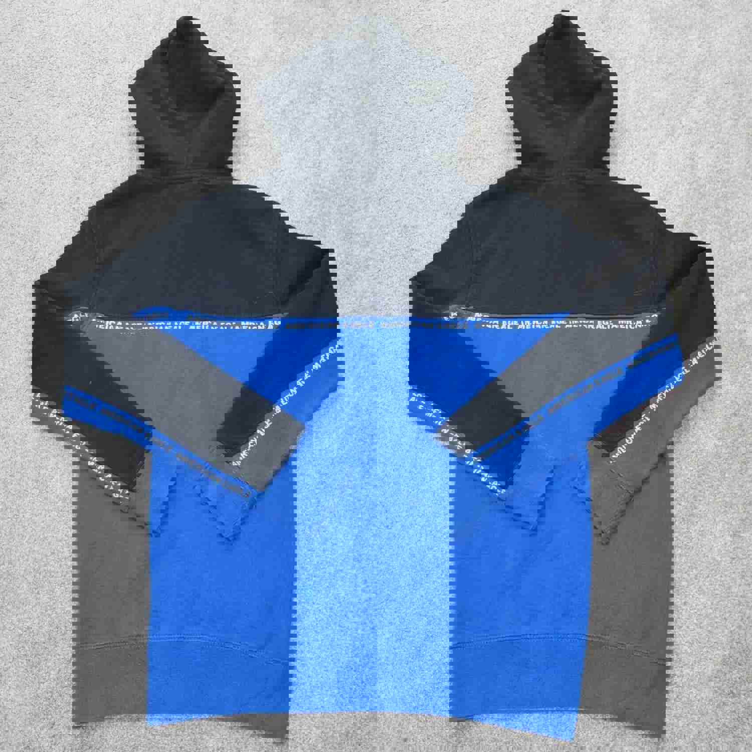 American Eagle Men's Pullover Hoodie Sweatshirt - Blue Black, Size XS