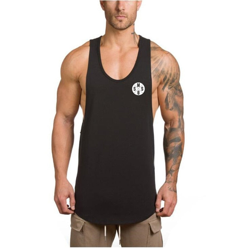 Men's Gym Cotton Singlets Bodybuilding Tank Top - Fitness Sleeveless Vest