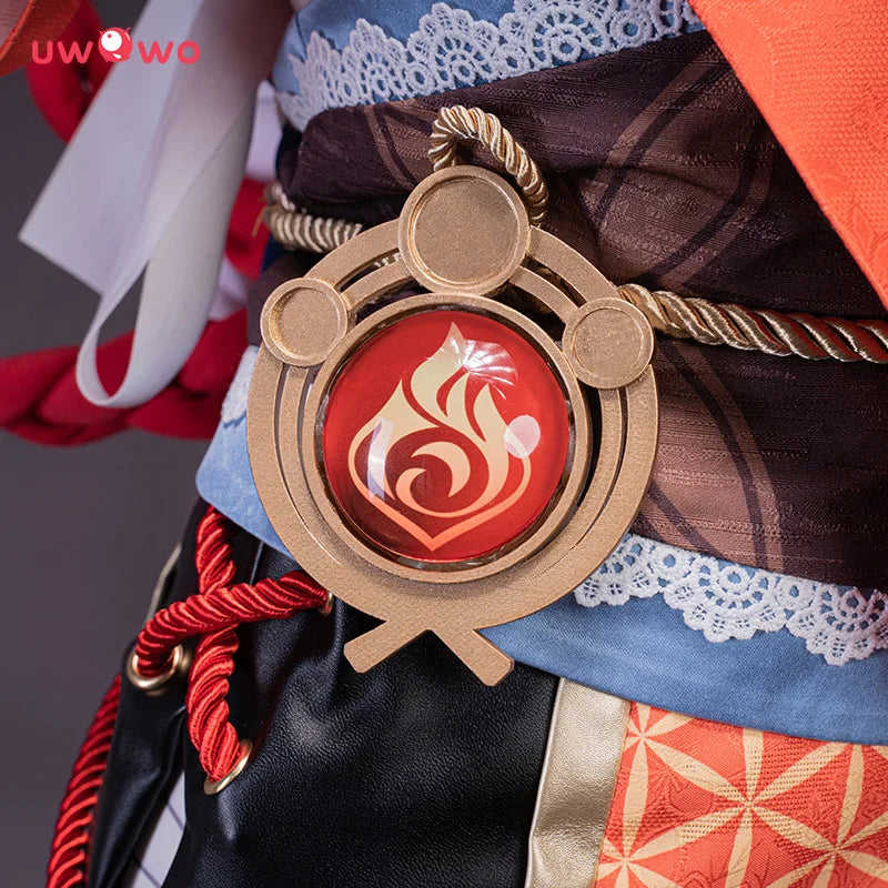UWOWO Yoimiya Cosplay Costume Set with Bow - Genshin Impact Outfit for Women