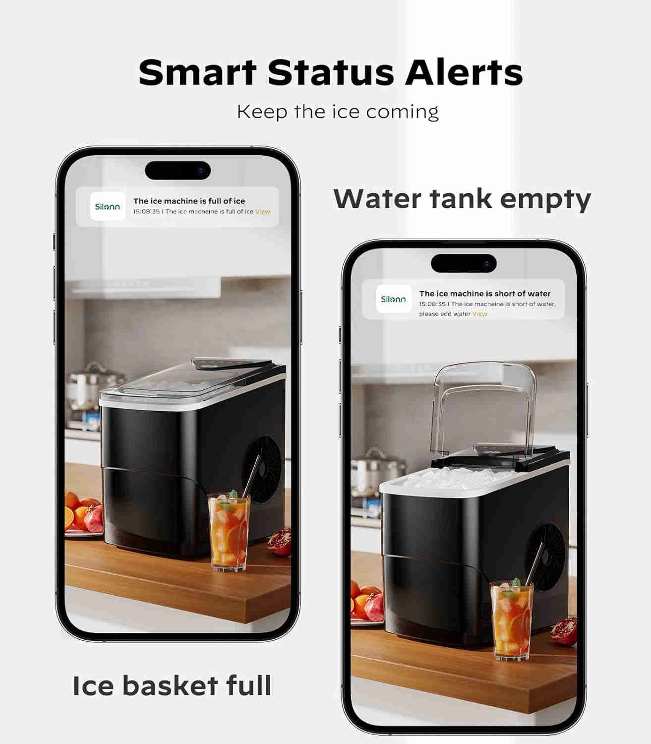Smart Countertop Ice Maker with Wi-Fi App Control, 9 Cubes in 6 Mins, 26 Lbs/Day, Self-Cleaning