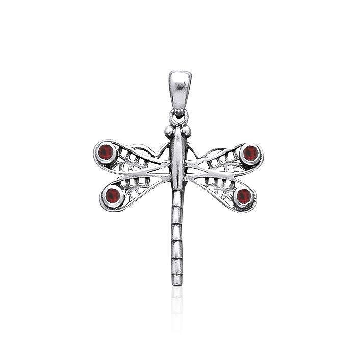 Dragonfly Sterling Silver Pendant with Gemstone WP024