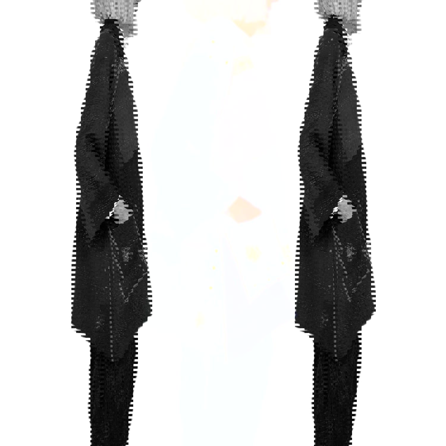 Reversible A-Line Jacket with Kimono Collar