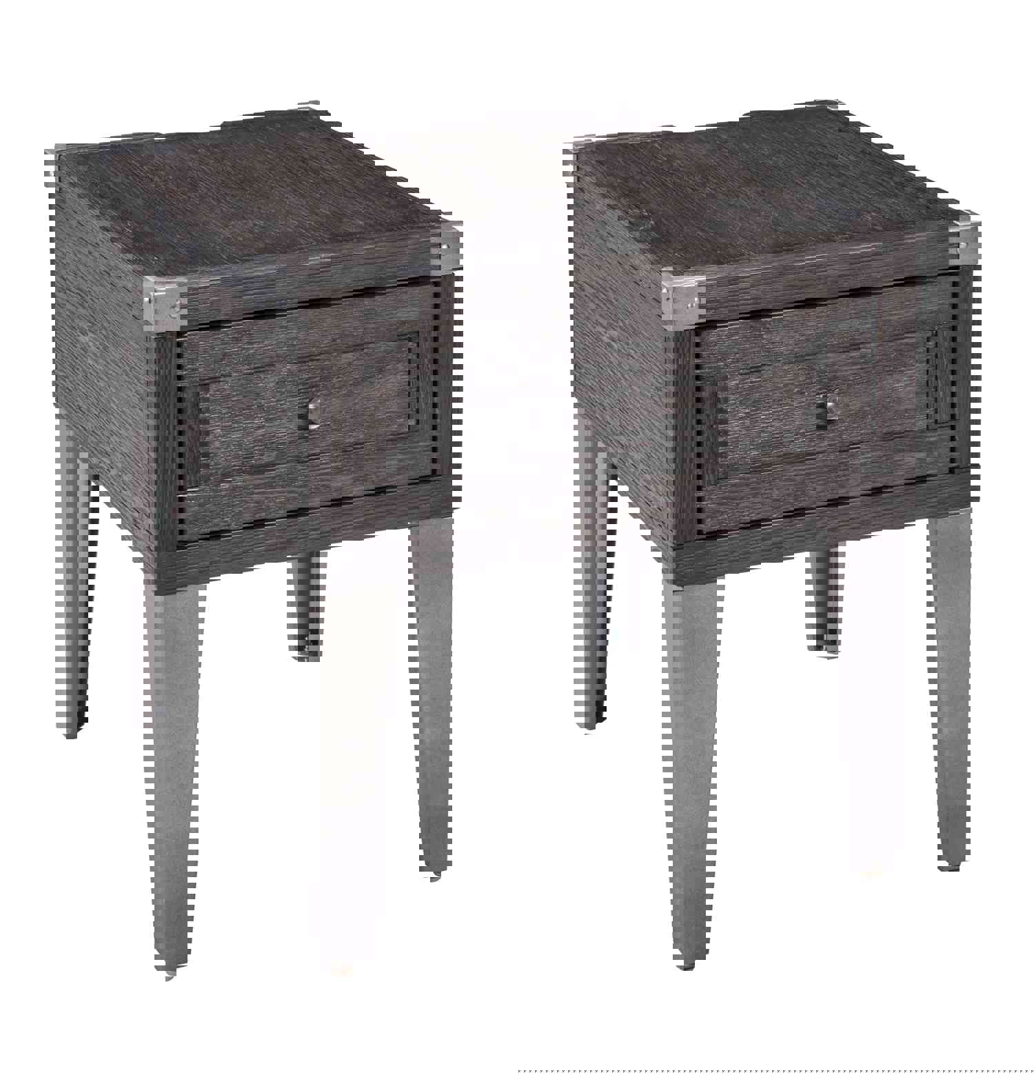 Todoe Rectangular End Table - Rustic-Industrial Style with USB Charging