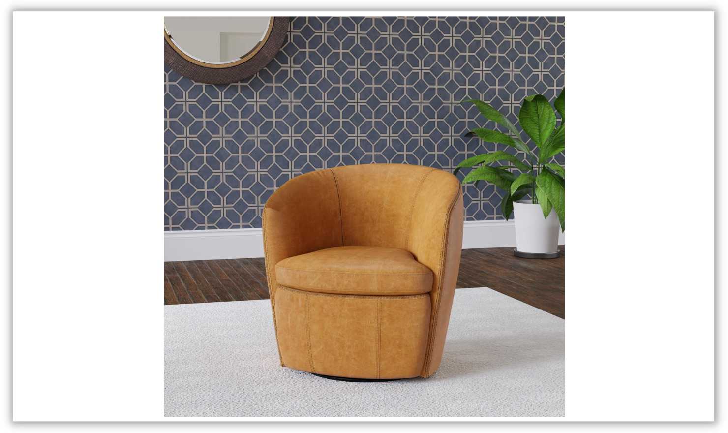 Barolo Leather Swivel Club Chair by Jennifer Furniture