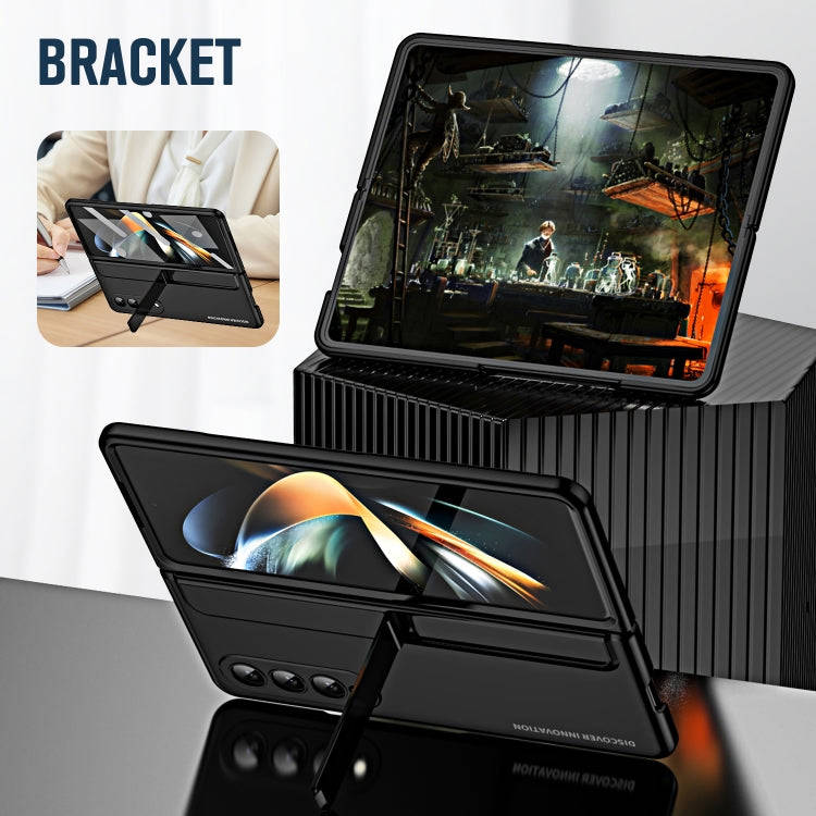 For Samsung Galaxy Z Fold4 2 in 1 Detachable PC Folding Phone Case with Holder & Pen Slot (Black)