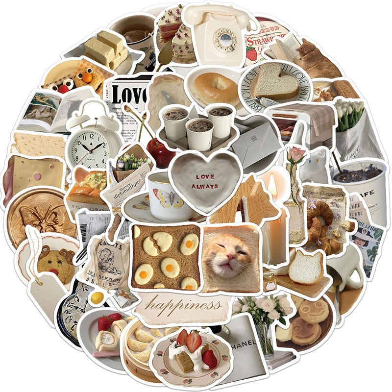 10-50 Pieces Kawaii Korean Butter Sticker Aesthetic PVC School Stationery