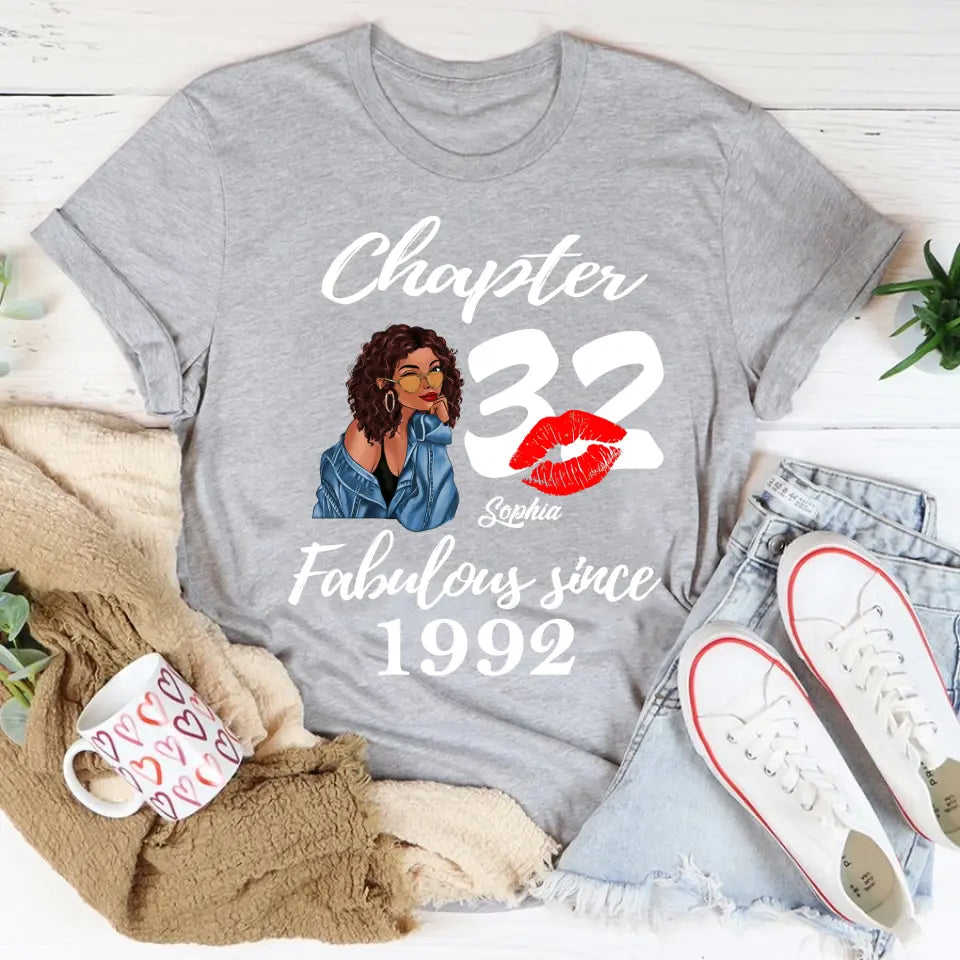 32nd Birthday Shirt for Her - Personalized 1992 T-Shirt - 32 And Fabulous Gift