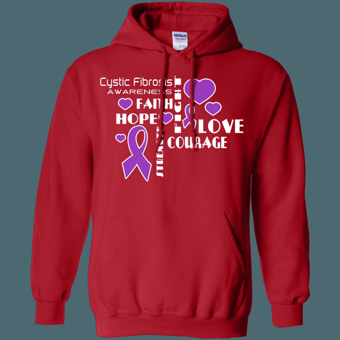 Hope Faith Love Cystic Fibrosis Awareness Hoodie - Unisex, 50% Cotton 50% Polyester
