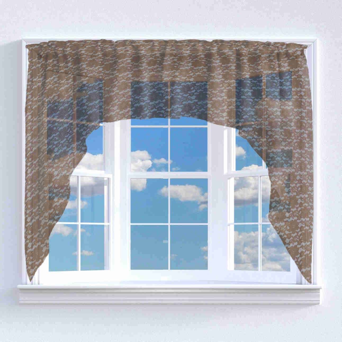 Floral Lace Swag Window Valance - 72" Wide / 36" Tall