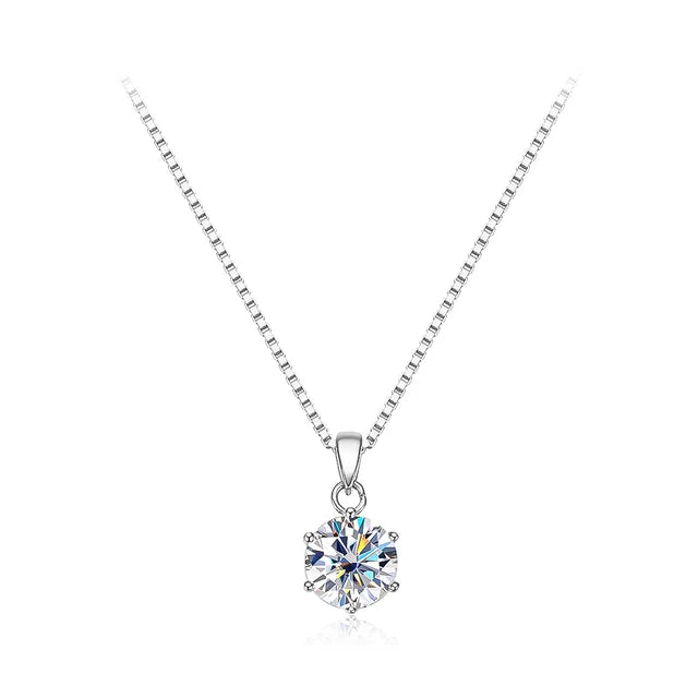 NKHOG 1ct 2ct Moissanite Pendant Necklace for Women - Sterling Silver 925, D Color VVS Lab Diamond, Fine Jewelry for Wedding & Party Gift