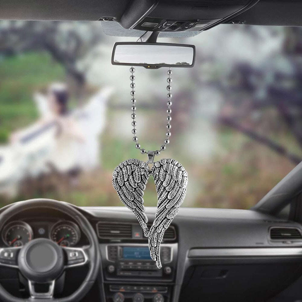 Car Pendant Angel Wing Rearview Mirror Decoration Hanging Charm Ornaments