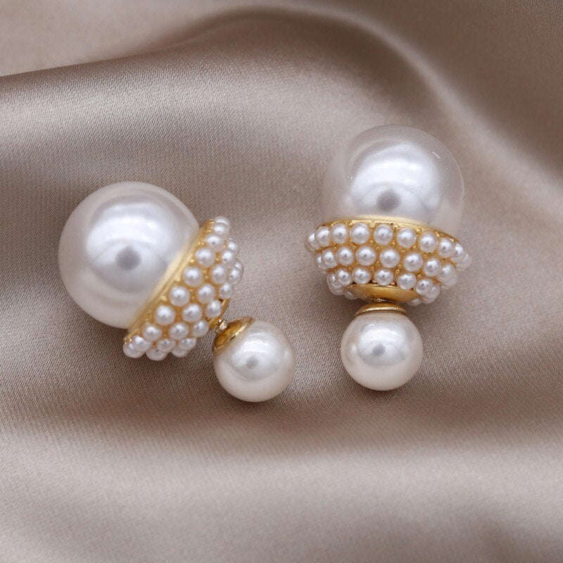 Korean Designed Simple Pearl Stud Earrings for Women - Elegant Daily Work Accessories