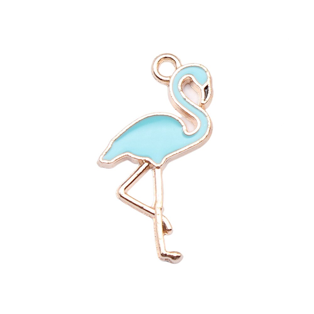 10pcs 25.5x13mm 4 Colors Enamel Flamingo Charms Pendant for DIY Jewelry Making